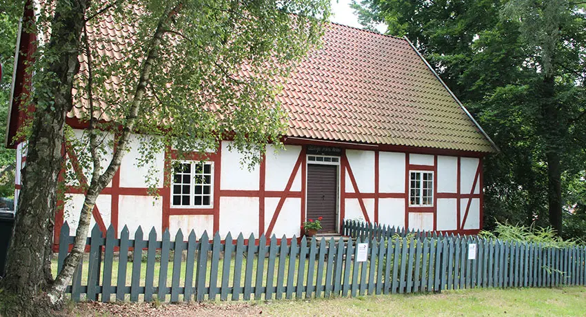 Korsvirkeshus på Friluftsmuseet Hallandsgården i Halmstad